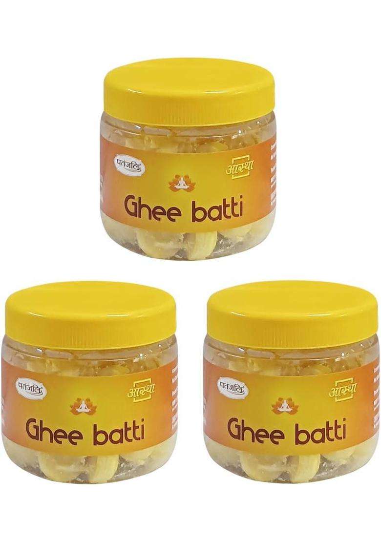 Aastha By Patanjali Pure Cow Ghee Diya Each 30N Set Of 3 Cotton Wick (Pack 3) - Indya