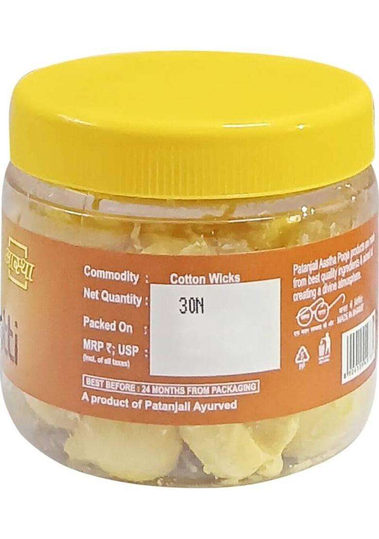 Aastha By Patanjali Pure Cow Ghee Diya Each 30N Set Of 3 Cotton Wick (Pack 3) - Indya