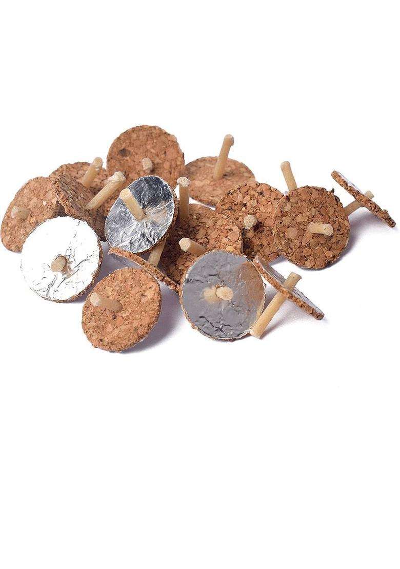 Satvik 100 Piece 20 Mm Round Floating Wicks For Oil Cups With Cork Disc Holders Cotton Wick - Indya