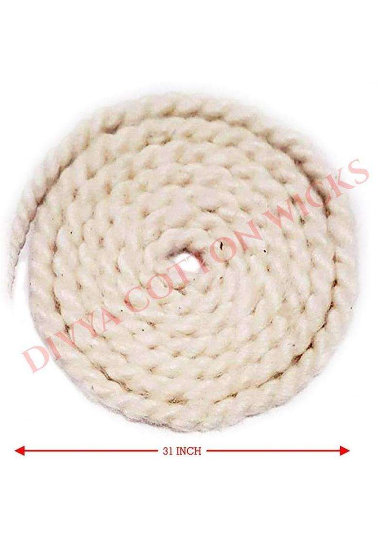 Divya Akhand Jyot Cotton Wicks Batti For Pooja Pure Diya Puja Lambi Pack Of 6 Color White Wick (Pack 6) - Indya