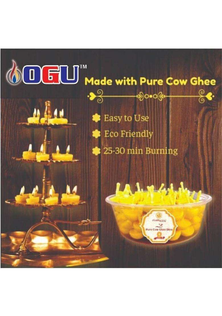 Ogu Pure Cow Ghee Diya-Batti With Camphor Cotton Wick For Puja(30 Minutes Burning) - Indya