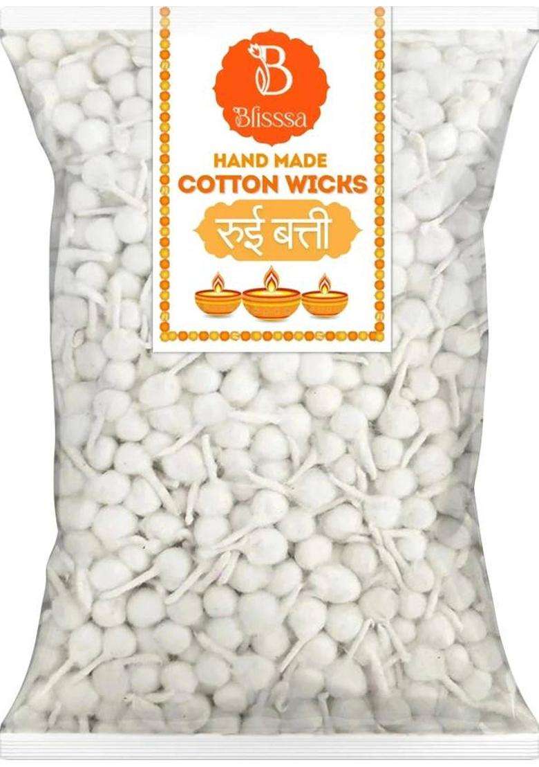 Blisssa Phool Batti Round Cotton Wicks Handmade Gol For Pooja Aarti Navratri Wick (Pack Of 1100) - Indya