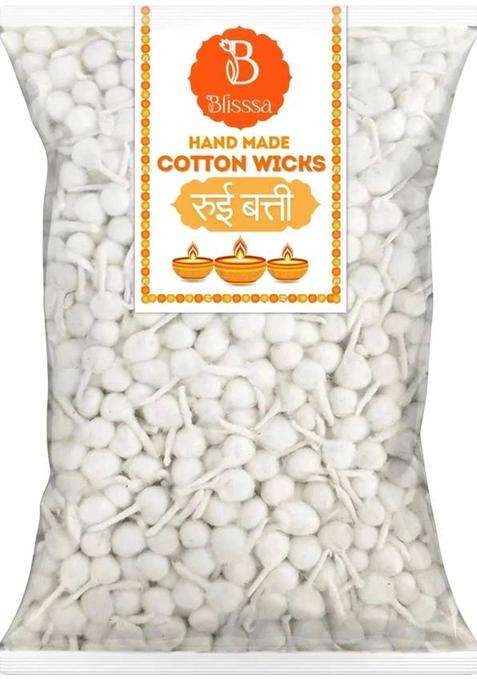 Blisssa Phool Batti Round Cotton Wicks Handmade Gol For Pooja Aarti Navratri Wick (Pack Of 1100)