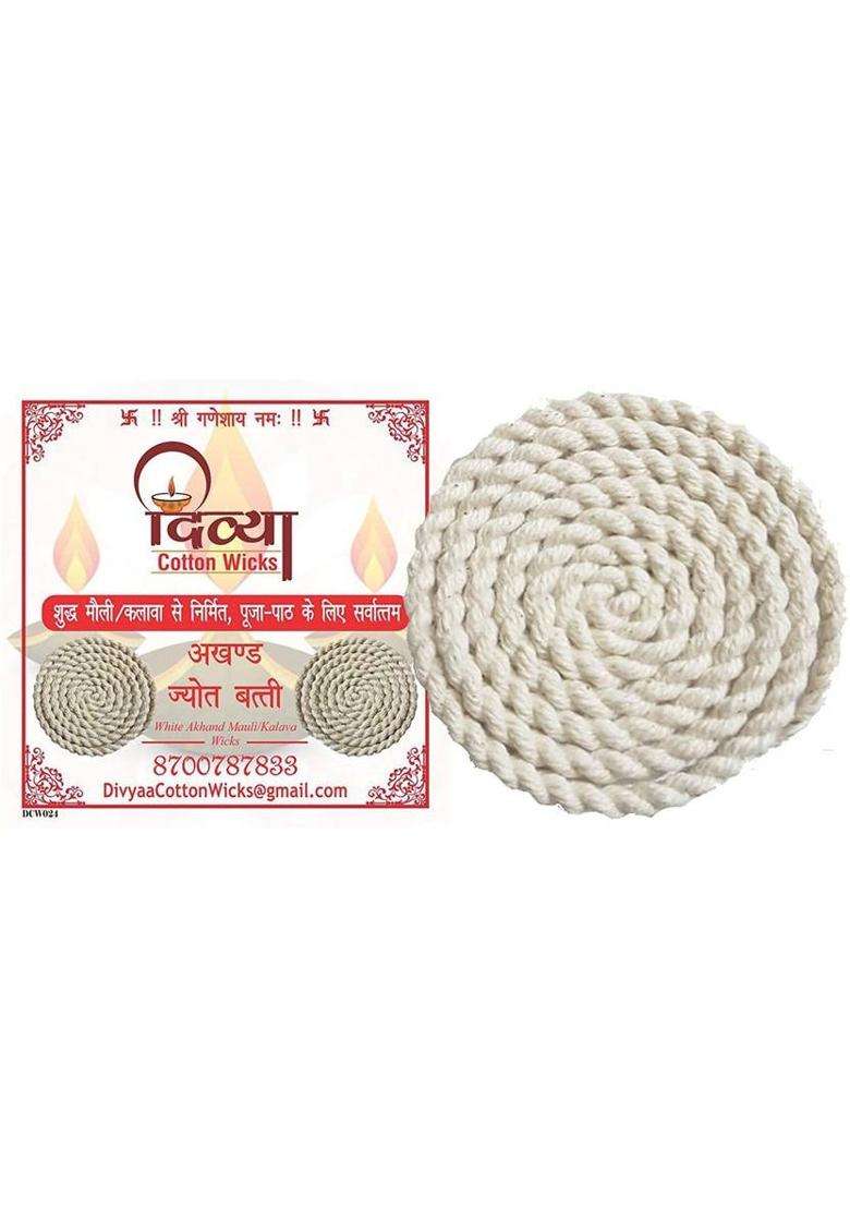 Divya Cotton Wicks Kalava Batti For Akhand Jyot Diya Puja Lambi Mauli Thread Combo Pack Of 12 4 Pcs Each Color Red Yellow And White Size 35 Inch Long Wick (Pack 12) - Indya