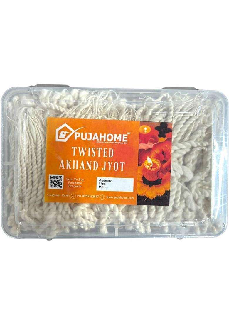 Pujahome Akhand Jyot Cotton Wicks 24Hr Burn 300+ Pieces For Pooja & Meditation Wick - Indya