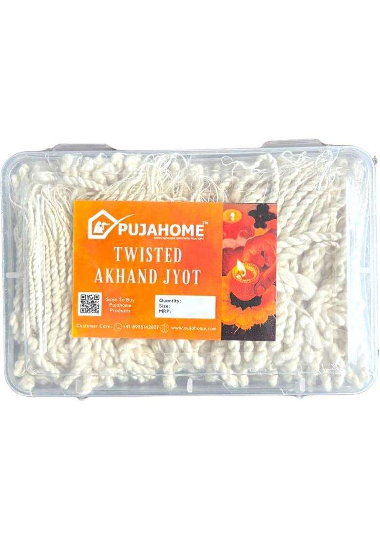 Pujahome Akhand Jyot Cotton Wicks 24Hr Burn 300+ Pieces For Pooja & Meditation Wick - Indya