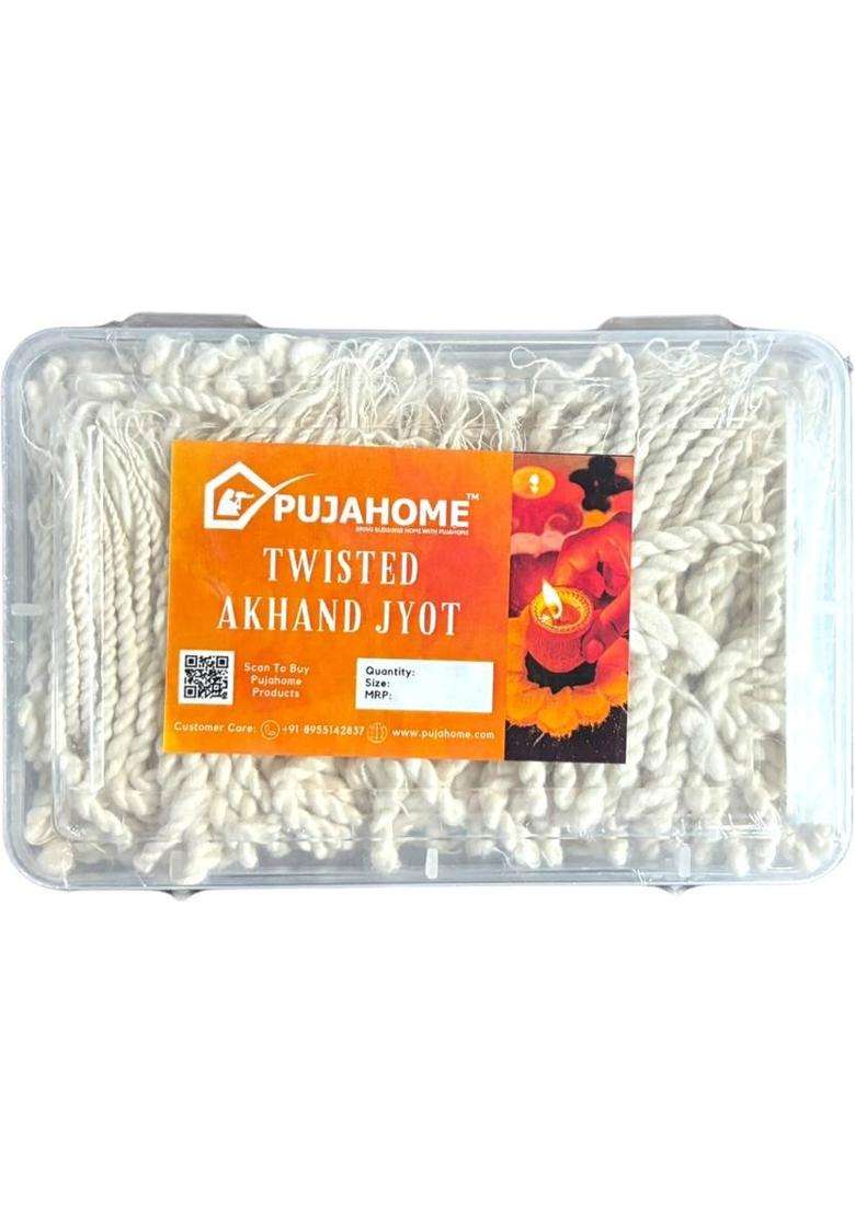 Pujahome Akhand Jyot Cotton Wicks 24Hr Burn 300+ Pieces For Pooja & Meditation Wick - Indya