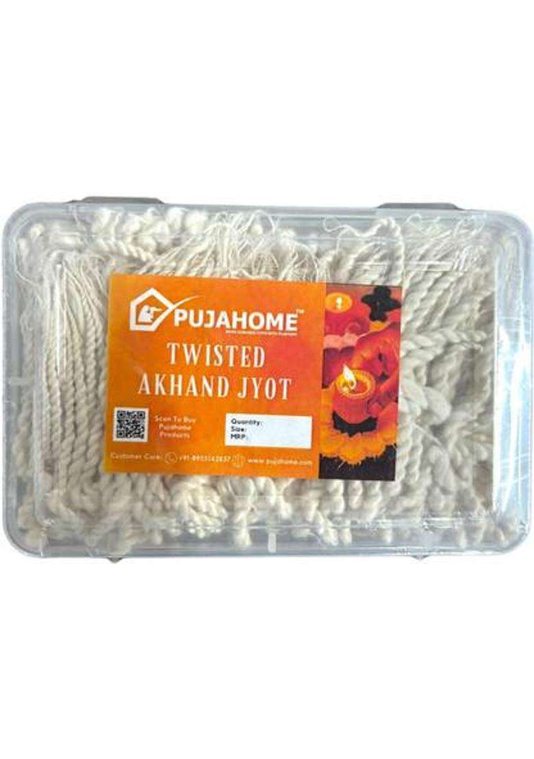 Pujahome Akhand Jyot Cotton Wicks 24Hr Burn 300+ Pieces For Pooja & Meditation Wick - Indya