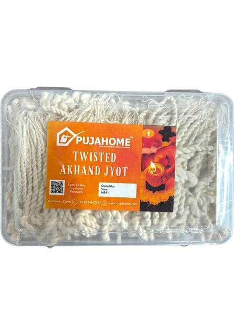 Pujahome Akhand Jyot Cotton Wicks 24Hr Burn 300+ Pieces For Pooja & Meditation Wick
