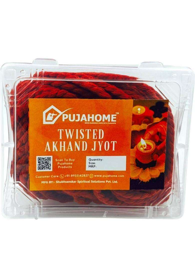 Pujahome Twisted Akhand Jyot Batti Special Long Cotton Wicks Batti For Diya Wick (Pack Of 24) - Indya