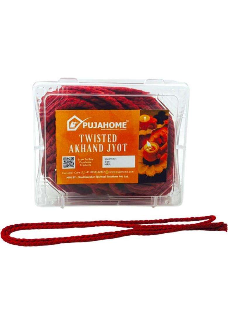 Pujahome Twisted Akhand Jyot Batti Special Long Cotton Wicks Batti For Diya Wick (Pack Of 24) - Indya
