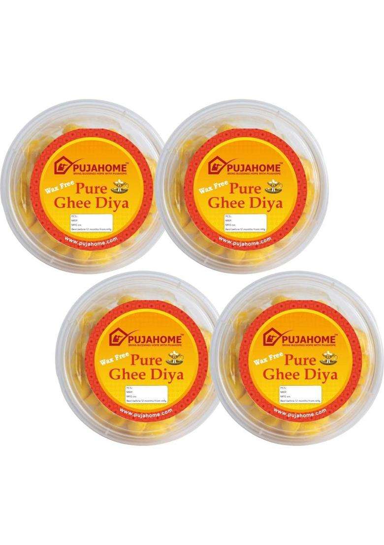 Pujahome Wax-Free Ghee Diya Wicks 400 Easy-To-Use Pure Battis 30 Min Burn Time Cotton Wick (Pack Of 4) - Indya