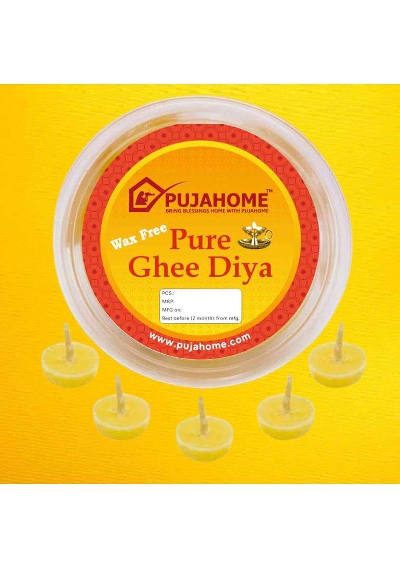 Pujahome Wax-Free Ghee Diya Wicks 400 Easy-To-Use Pure Battis 30 Min Burn Time Cotton Wick (Pack Of 4) - Indya