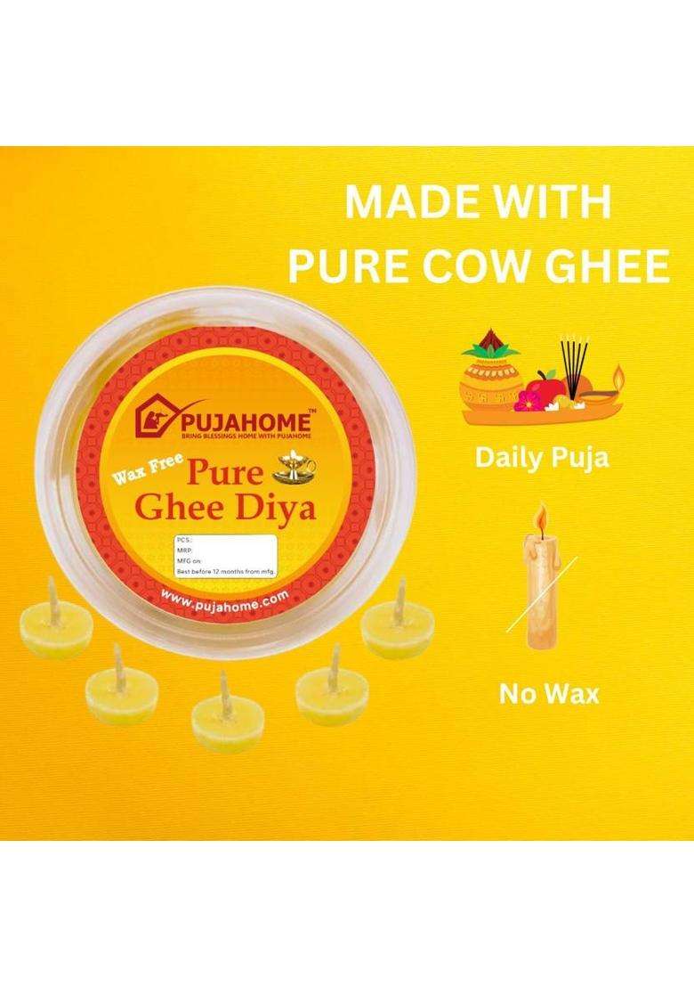 Pujahome Wax-Free Ghee Diya Wicks 400 Easy-To-Use Pure Battis 30 Min Burn Time Cotton Wick (Pack Of 4) - Indya