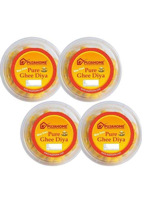 Pujahome Wax-Free Ghee Diya Wicks 400 Easy-To-Use Pure Battis 30 Min Burn Time Cotton Wick (Pack Of 4)
