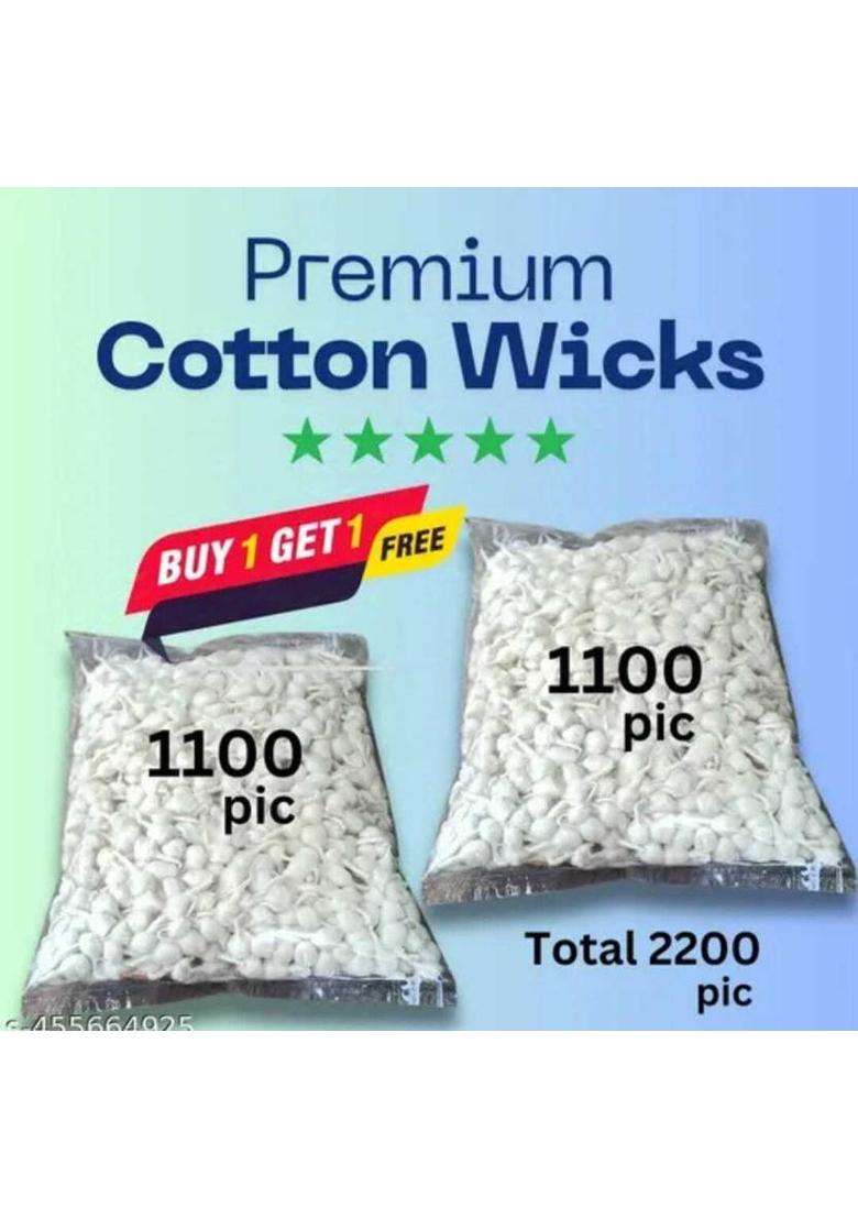 Rouhi Enterprise White Cotton Wicks Diya Batti For Pooja 2100Pcs Wick (Pack Of 2100) - Indya