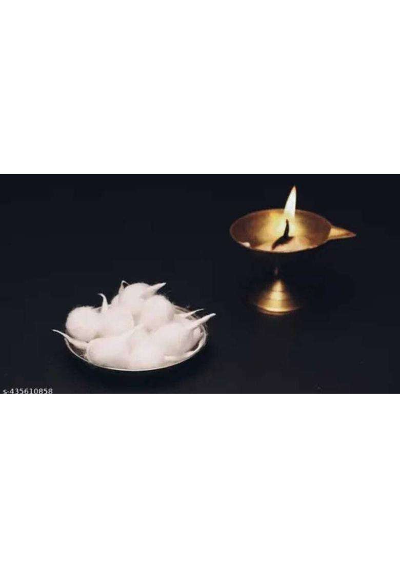 Rouhi Enterprise White Cotton Wicks Diya Batti For Pooja 2100Pcs Wick (Pack Of 2100) - Indya