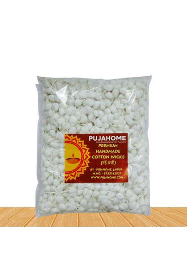 Pujahome Premium (Gol Batti) For Diya 2100 Pieces White Ideal Daily Puja Cotton Wick (Pack Of 2100) - Indya