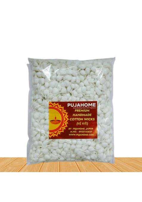 Pujahome Premium (Gol Batti) For Diya 2100 Pieces White Ideal Daily Puja Cotton Wick (Pack Of 2100)