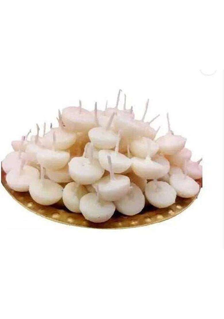 Om Diya Phool Batti Ghee Jyot For Pooja Aarti And Special Occasions Cotton Wicks Puja Handmade Pack Of 100 - 10 Pcs. Free Wick (Pack 100) - Indya
