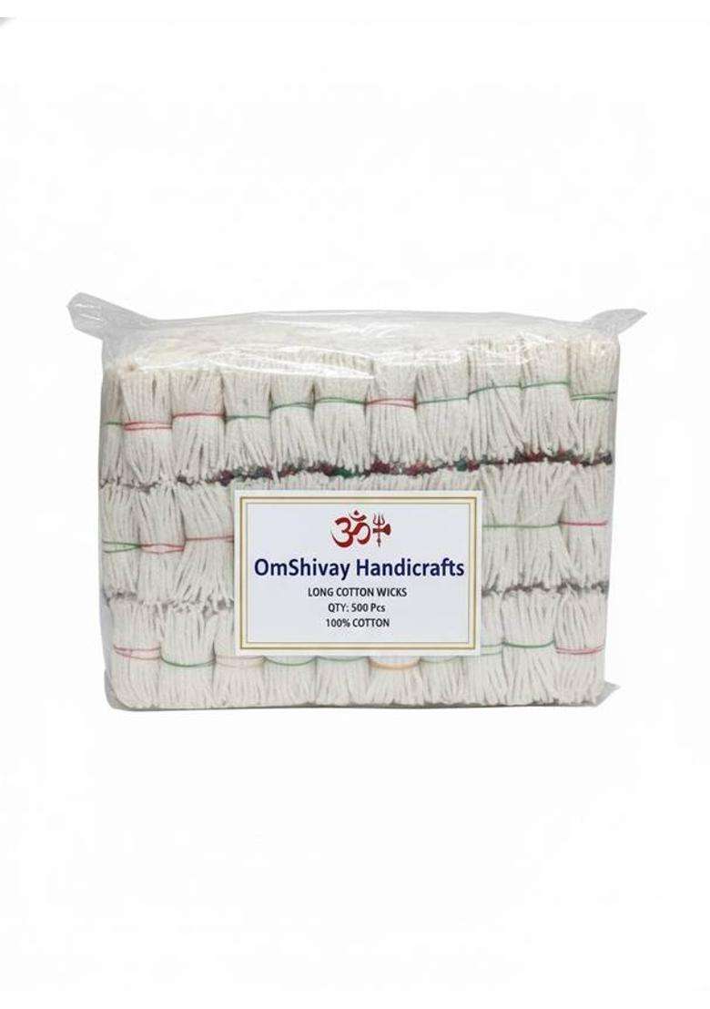 Omshivaay Long Diya Batti For Pooja 500 Pieces Cotton Wick - Indya
