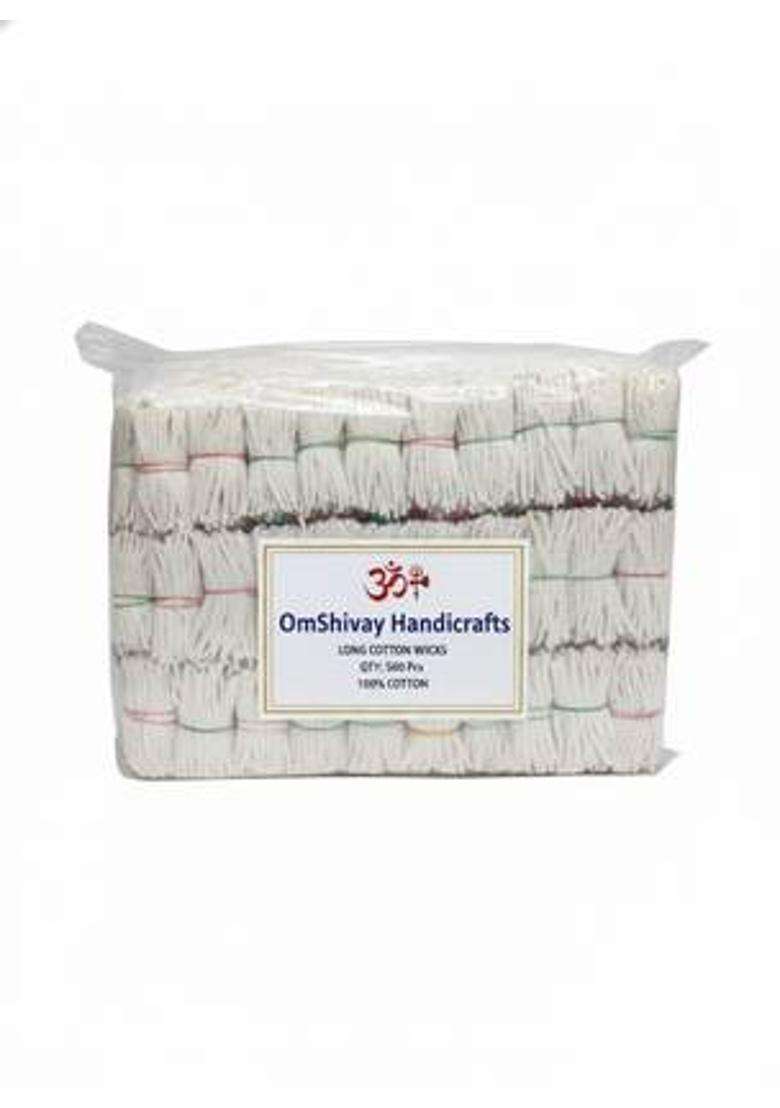 Omshivaay Long Diya Batti For Pooja 500 Pieces Cotton Wick - Indya
