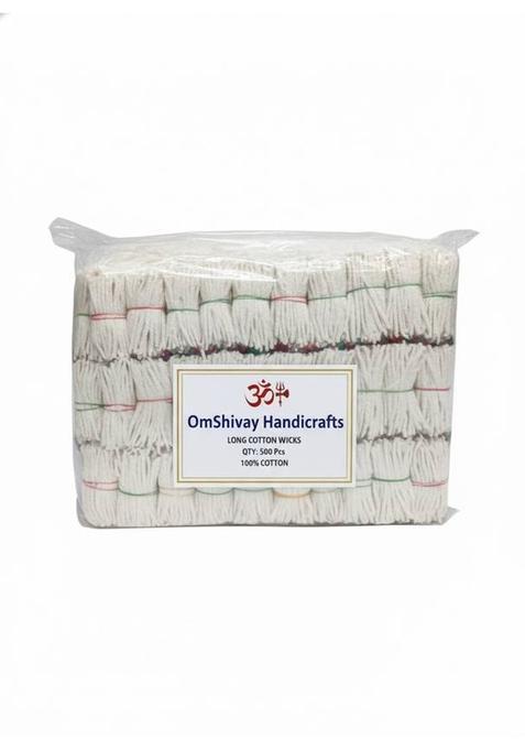Omshivaay Long Diya Batti For Pooja 500 Pieces Cotton Wick