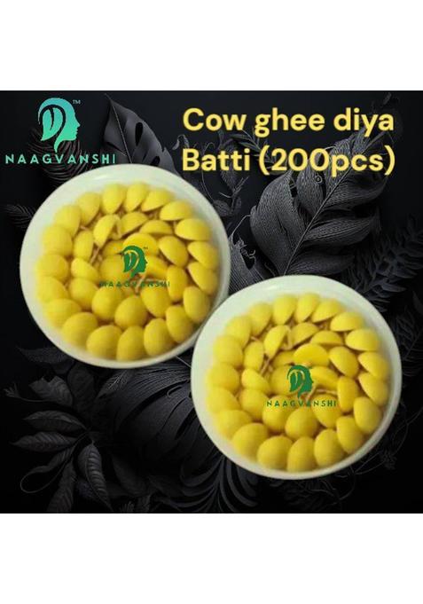 Naagvanshi Desi Ghee Diya Batti For Puja 200 Handmade Wax-Free Cotton Wicks Wick (Pack Of 2)