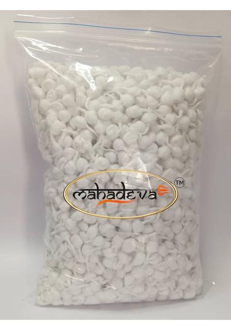 Mahadeva Round Cotton Wicks Gol Rui Batti Phool For Pooja Aarti- Pure White Wick (Pack Of 1100)