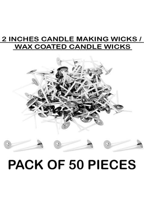 Aamu Moon Candle Making Wicks, Diy Wax Coated Wick Thread - 2 Inches, Pack Of 50 Cotton (Pack 50)