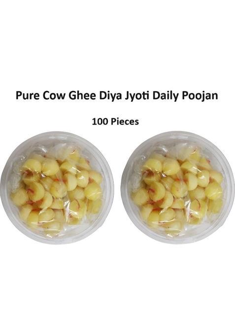 Anjanadecor Pure Cow Ghee Diya & Batti With Cotton Wick For Puja And Special Occasions 50Pcs (Pack Of 2)
