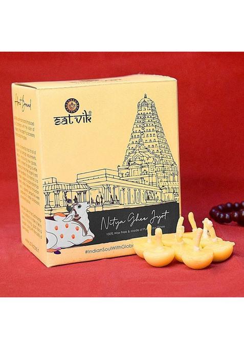 Satvik 100 Pc Pure Cow Ghee Diya Wicks (Wax Free) Cotton Wick