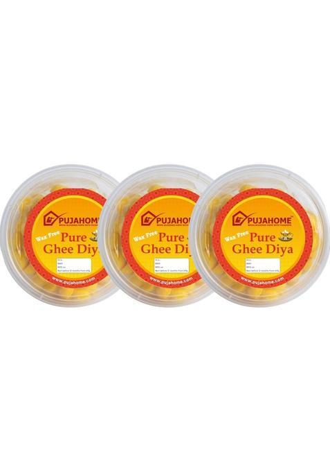 Pujahome Wax-Free Ghee Diya Wicks 150 Easy-To-Use Pure Battis 30 Min Burn Time Cotton Wick (Pack Of 3)