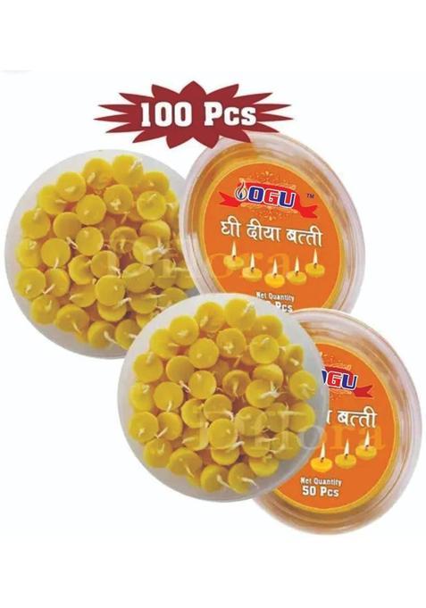 Ogu Pure Cow Ghee Wicks Batti For Puja Aarti ( 50X2 ) 100Pcs Combo Set Cotton Wick