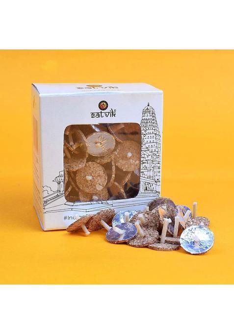 Satvik 100 Pieces 20 Mm Round Floating Wicks For Oil Cups With Cork Disc Holders Cotton Wick