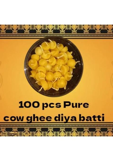 Naagvanshi Cow Ghee Jyot Batti (100Pcs) Wax Free Hand Made For Puja Cotton Wick
