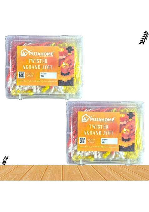 Pujahome Twisted Akhand Jyot Cotton Short Wick (24Hours Burning, 300+ Pieces X 2) (Pack Of