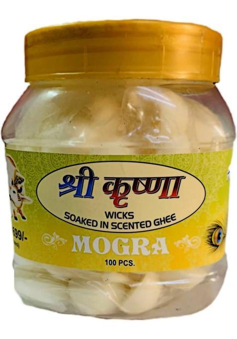 Shri Krishna Ghee Wicks For Pooja & Special Ocassions With Mogra Fragrance 100 Piece Per Pack Cotton Wick