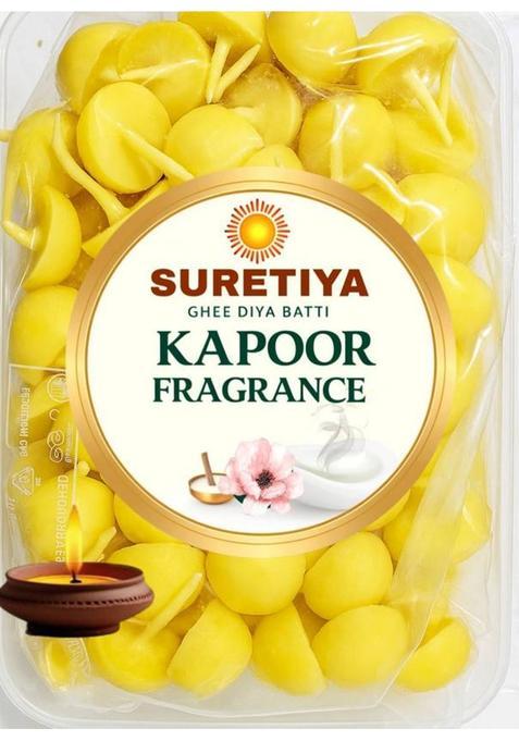Suretiya 50 Kapoor Fragrance Cow Ghee Diya Batti, Ready To Use Cotton Wicks, Wick