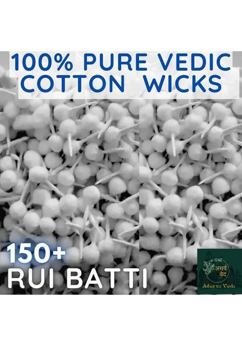 The Atharva-Veda Softest White Round Cotton Wicks, Diya Phool Batti, Gol Rui Thiri 150+ Pc Wick