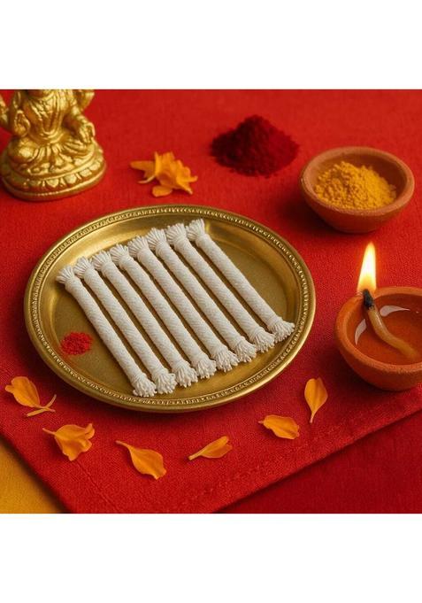 Bsfa Akhand Diya Wicks | 6 Inch Long Twisted Cotton (Deepak Batti) For Pooja Wick (Pack Of 10)