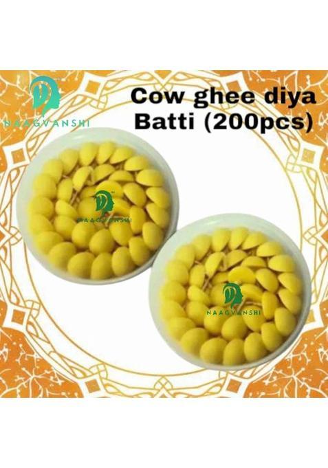 Naagvanshi Traditional Puja Batti (200Pcs) Made With Pure Desi Ghee Cotton Wick (Pack Of 2)