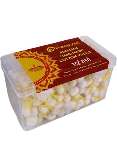 Pujahome Pure Cotton Wicks With White Tips | Round Rui Batti Handmade 500 Pieces Wick