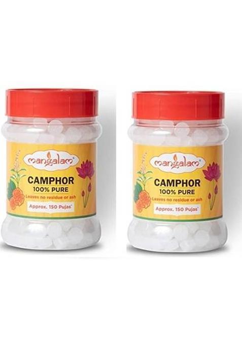 Mangalam Camphor 150 Pujas /Tablets Jar 100Gm Pack Of 2 100% Pure (200 G)