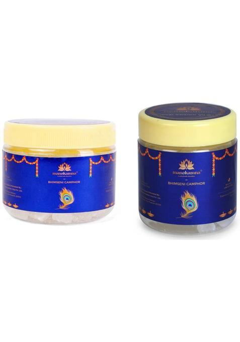 Manokamna Pure Bhimseni Camphor 150G (100G + 50G Pack) For Daily Puja And Multipurpose Use