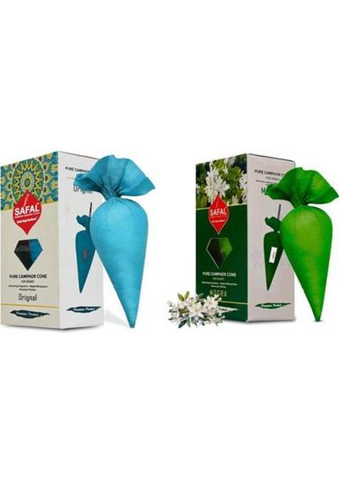 Safal Camphor Cone | Kapoor For Pooja Premium Pack Of 2 - Original & Mogra (100 G)