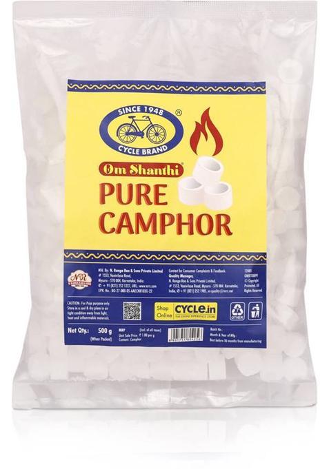 Cycle Pure Om Shanthi Camphor Round Tablets Pouch, Pack Of 1 (500 G)