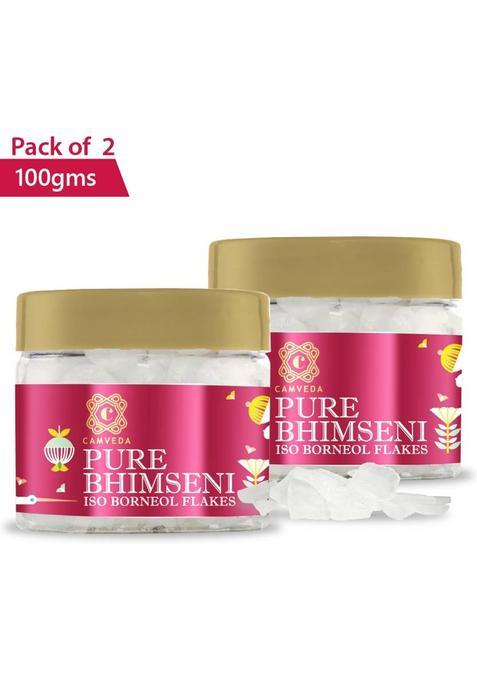 Camveda Pure Bhimseni Camphor Isoborneol Flakes Jar- 200G (100G2) (Pack Of 2) (200 G)