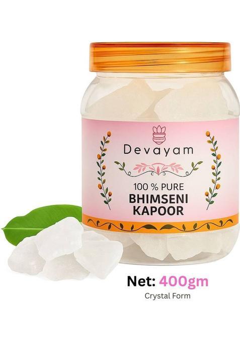 Devayam Bhimseni Kapoor Camphor 400G Orange With Crystal Reusable Jar (400 G)