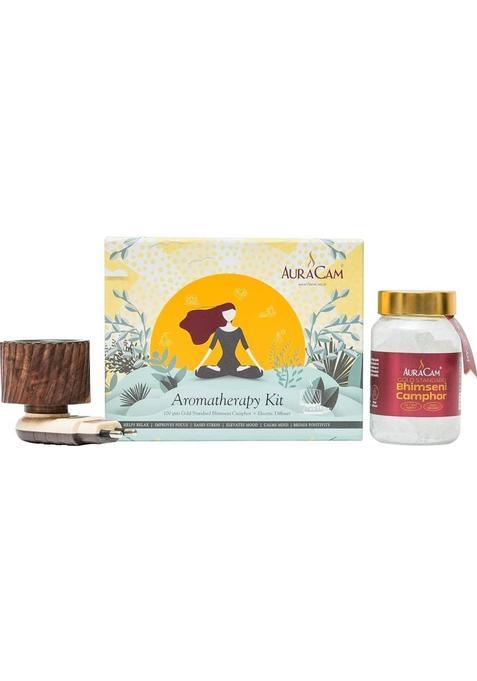 Auracam Aromatherapy Kit - 1 Gold Standard Bhimseni Camphor (100 G) + Electric Diffuser/